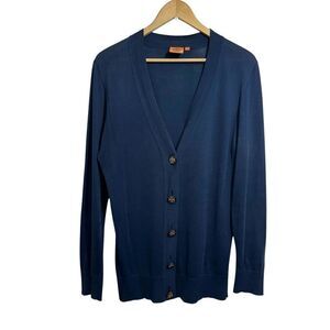 Tory Burch Navy Blue Lightweight Cotton Classuc Simone Cardigan, M